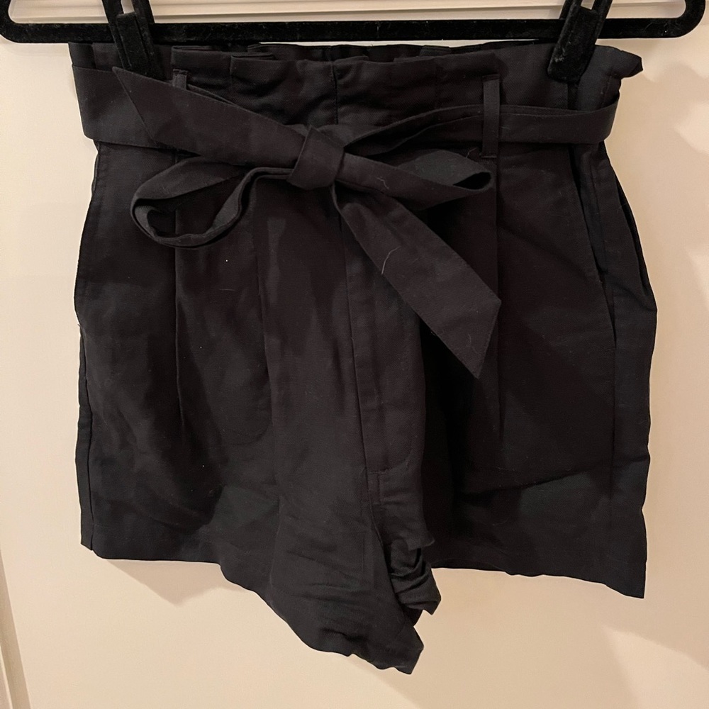 Black linen shorts